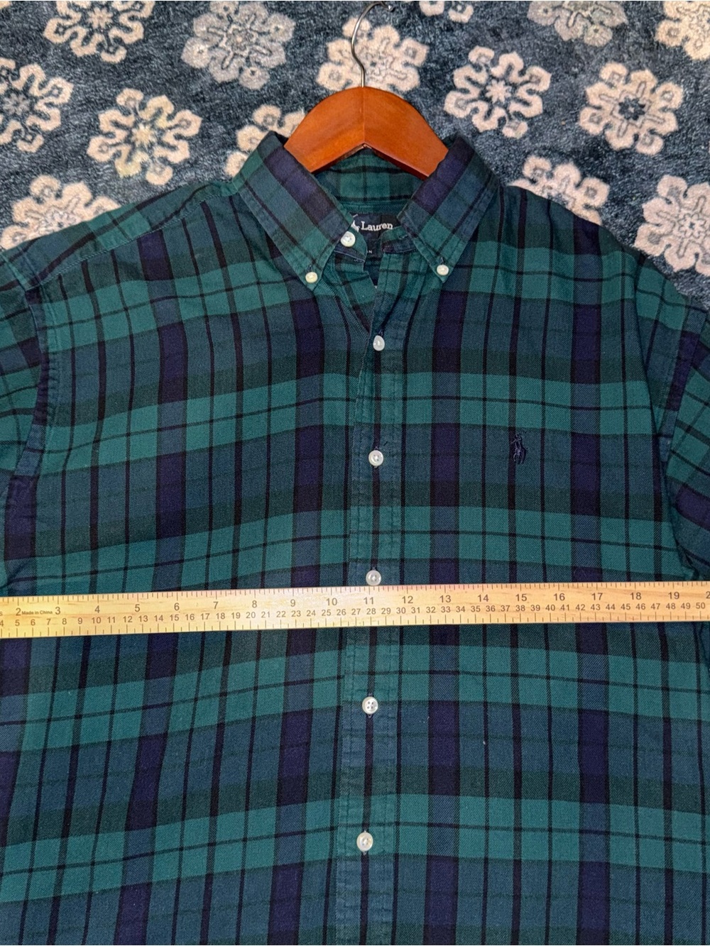 Ralph Lauren Blaire Flannel Reworked Savage Panther Patch Plaid M - Picture 2 of 5
